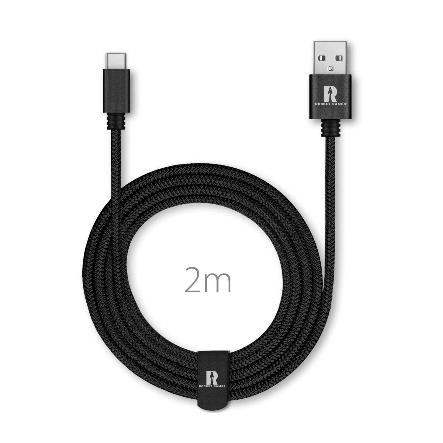 Rocket Games USB-C Verbindungs Kabel 2m Schwarz für PS5 Controller